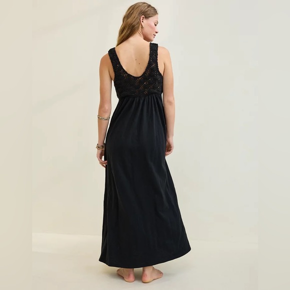NWT Aerie Elegant Black Maxi Dress with Crochet Detail Small - Picture 4 of 9